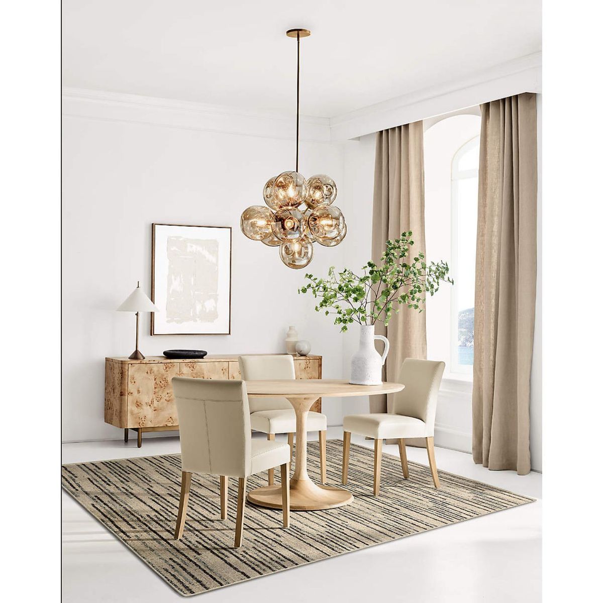 CRATE & BARREL - Set x 6 Sillas De Comedor Lowe Bone Cuero Blanco