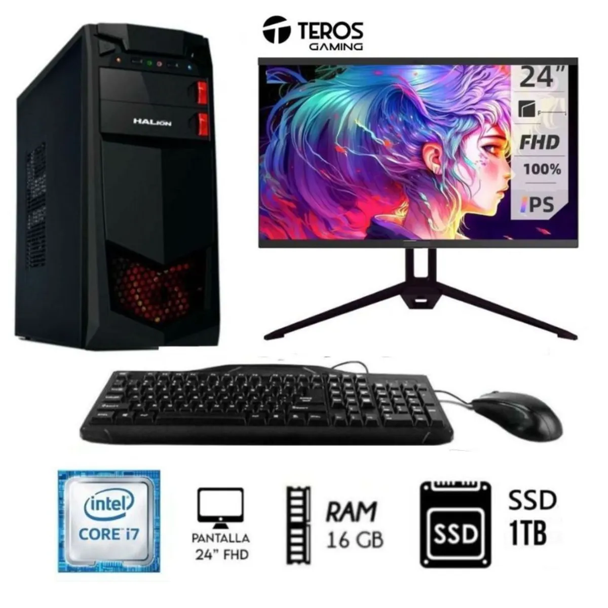INTEL - Computadora Pc Intel Core I7 3.2Ghz Ram 16GB Disco SSD 1Tb Monitor 24 FULL HD