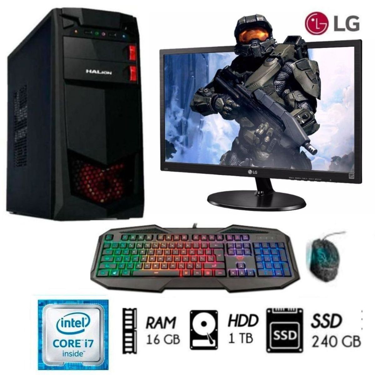 INTEL - Computadora PC Intel Core I5-6TH Ghz Ram 16GB  Disco 1TB+ SSD 240GB Monitor 19´´