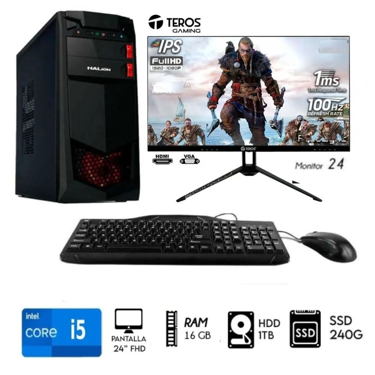 INTEL - Computadora Pc Intel Core I5 3.2 Ghz Ram 16Gb Disco 1Tb+SSD 240GB MONITOR 24