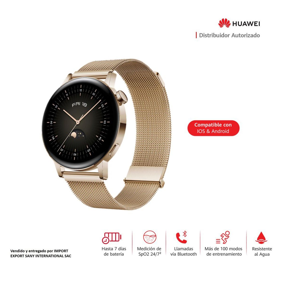 HUAWEI - Smartwatch Huawei GT 3 42 mm Dorado