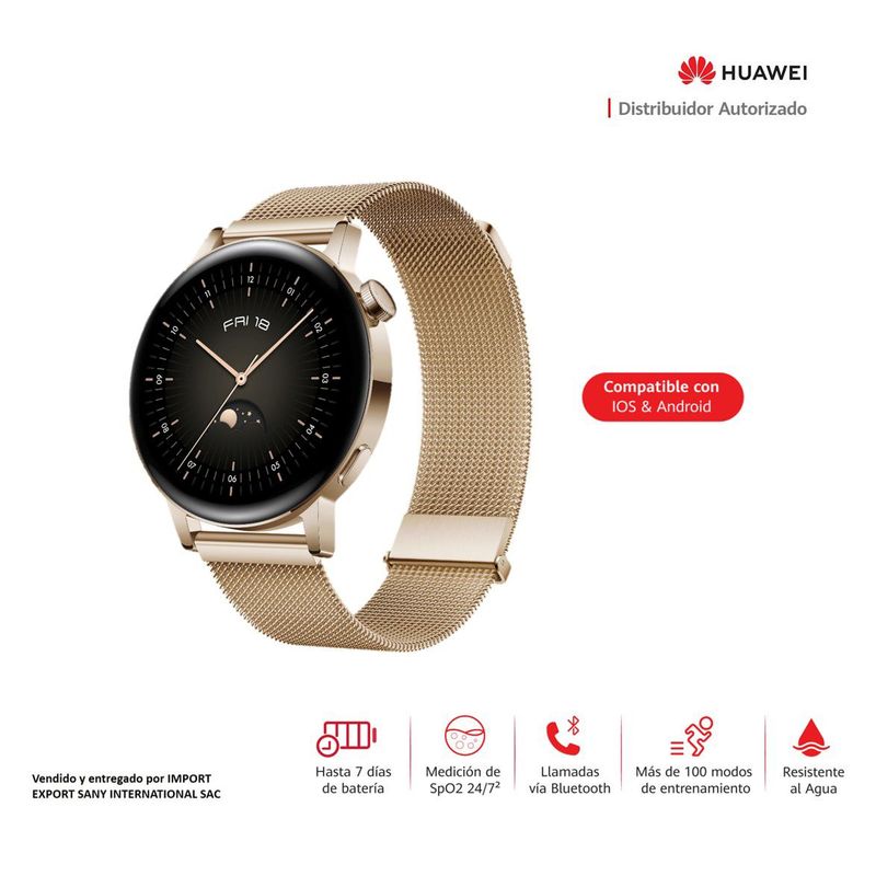 HUAWEI - Smartwatch Huawei GT 3 42 mm Dorado
