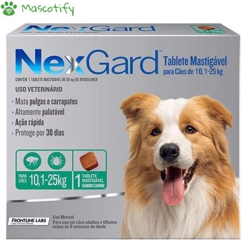 NEXGARD - Nexgard 10 a 25kg x1 tab -  68mg Antipulgas para perros