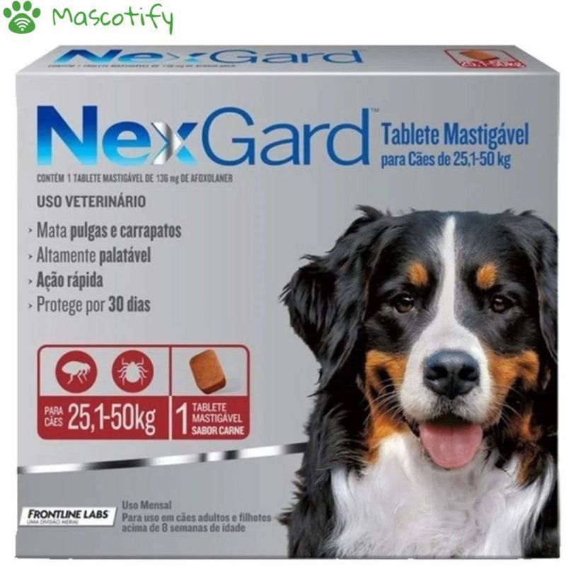 NEXGARD - Nexgard 25 a 50kg x1 tab - 136mg - Antipulgas para perros