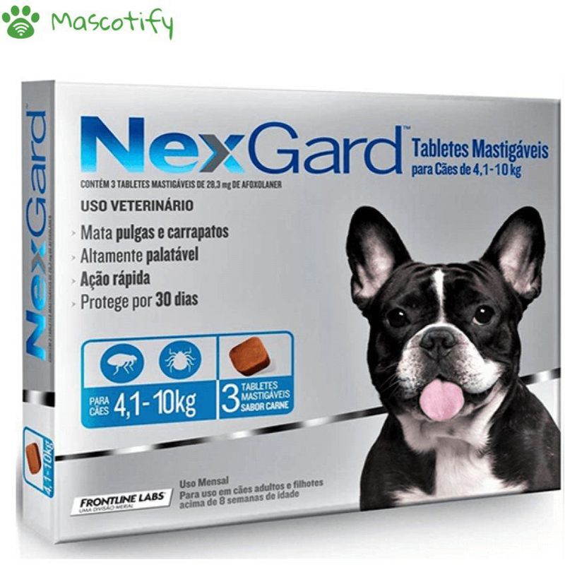 NEXGARD - Nexgard 4 a 10kg x3 tab - 28mg Antipulgas para perros