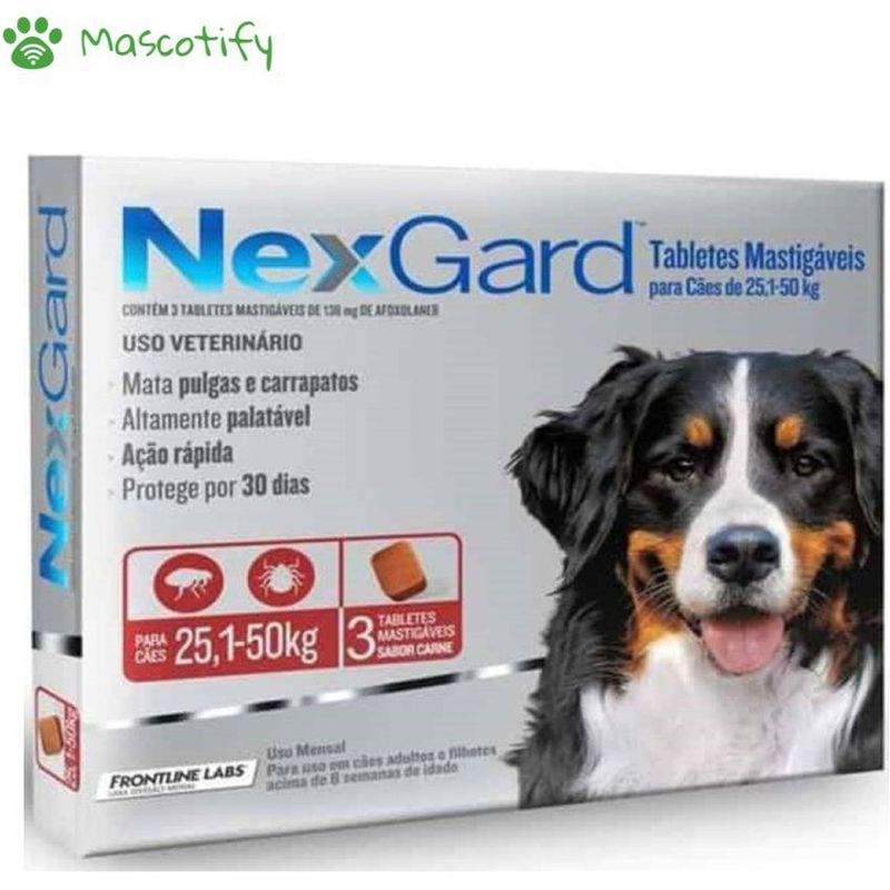 NEXGARD - Nexgard 25 a 50kg x3 tab - 136mg - Antipulgas para perros