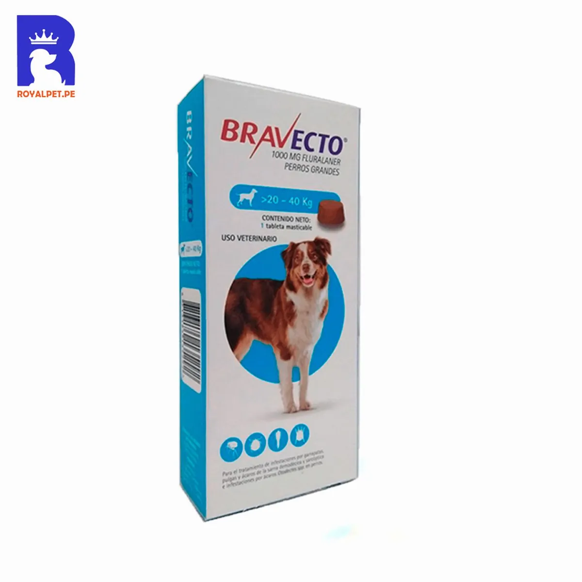 BRAVECTO - Antipulgas Bravecto 1000 Mg Perros Grandes 20-40 Kg
