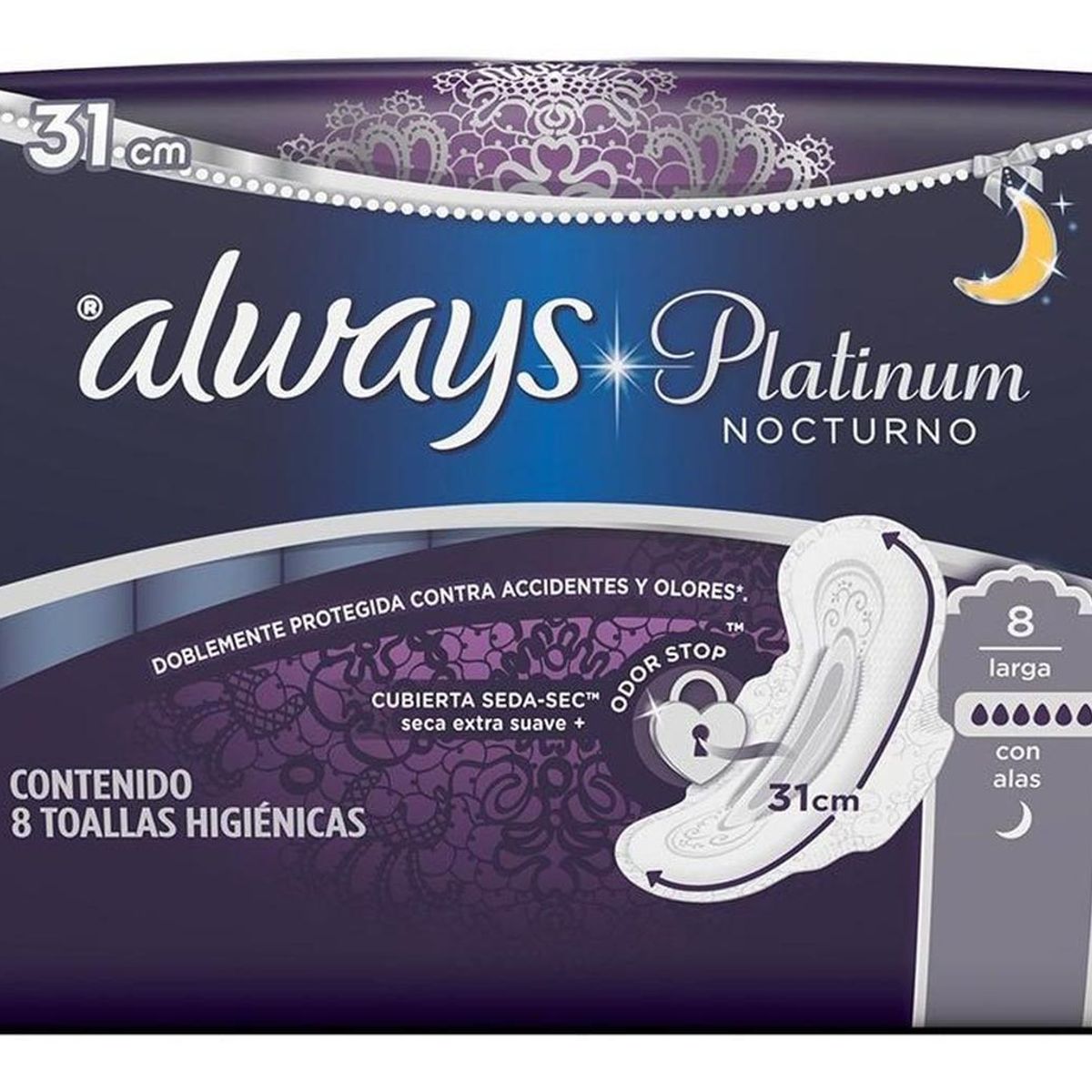 ALWAYS - Always toallas higiénicas platinum ultrafina nocturna 8un