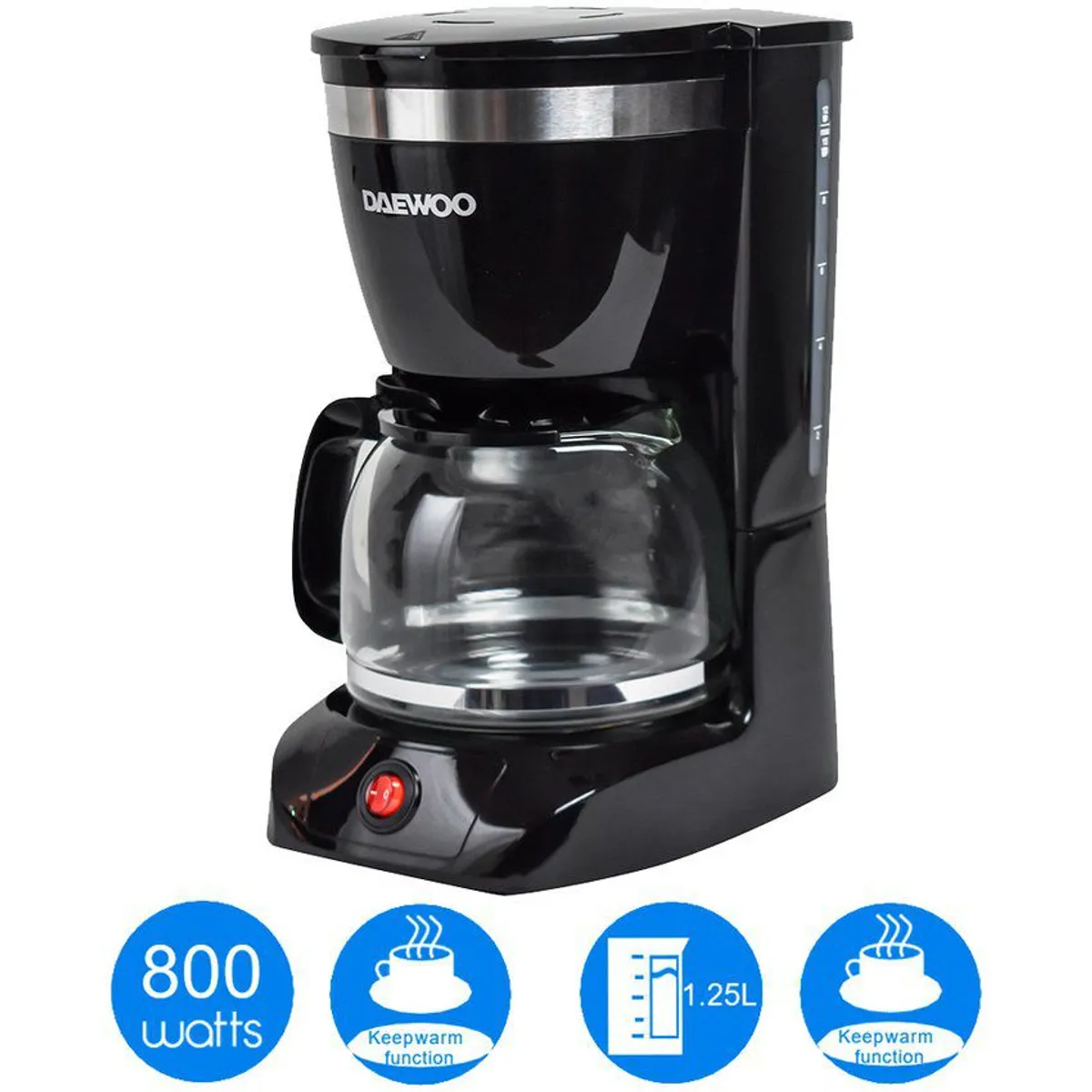 DAEWOO - Cafetera negra daewoo dcm-1859 1.25l 12 tazas