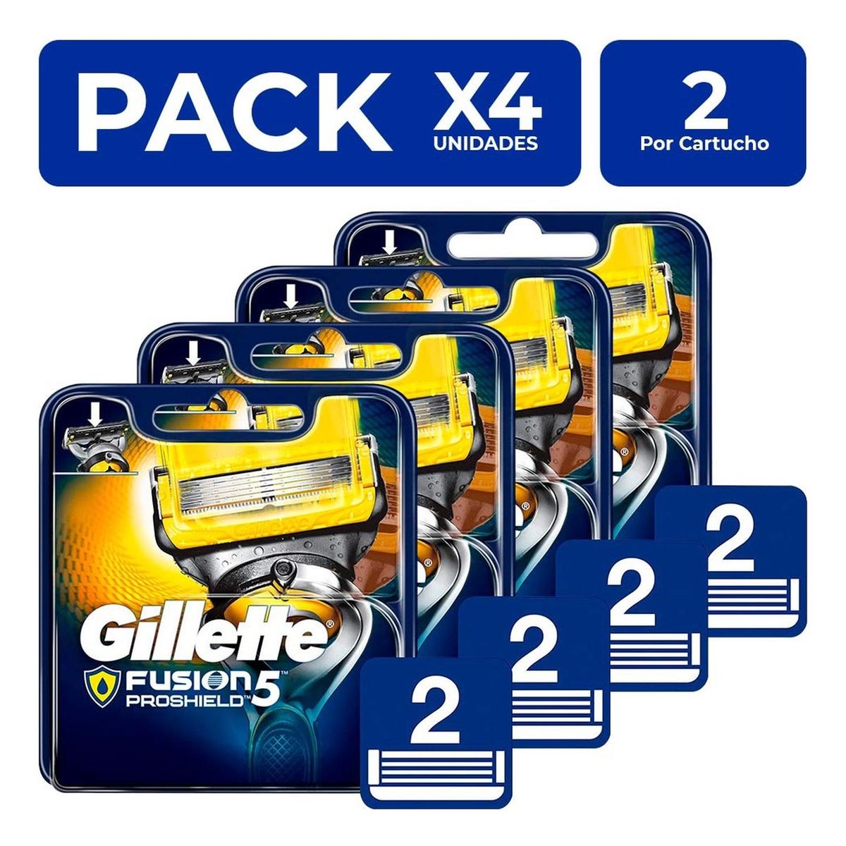 GILLETTE - Gillette fusion5 proshield cartuchos 2 unidades packx4
