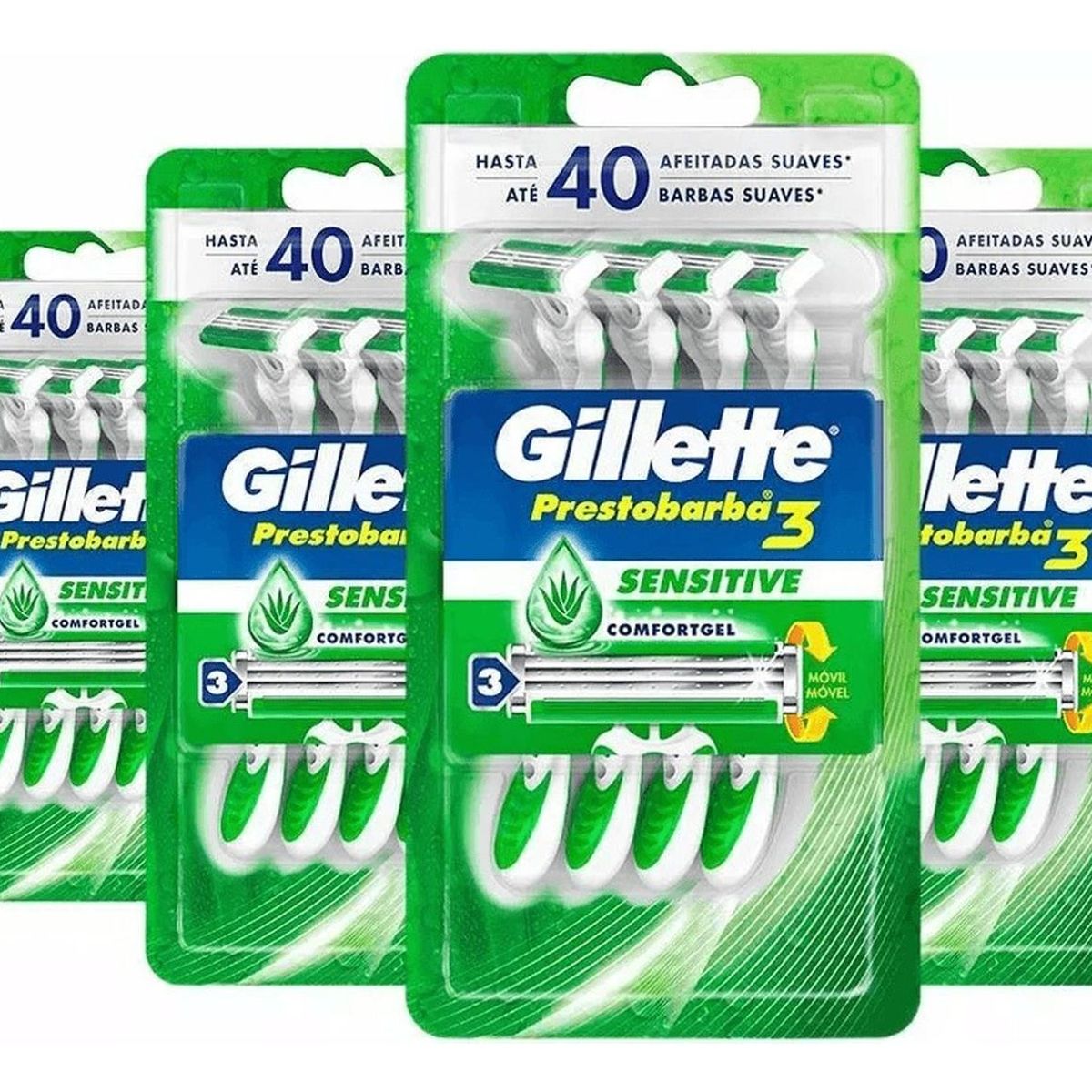 GILLETTE - Gillette Prestobarba3 Sensitive Desechable 4 unidades PackX4