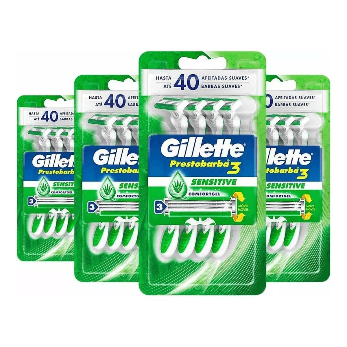 GILLETTE - Gillette Prestobarba3 Sensitive Desechable 4 unidades PackX4