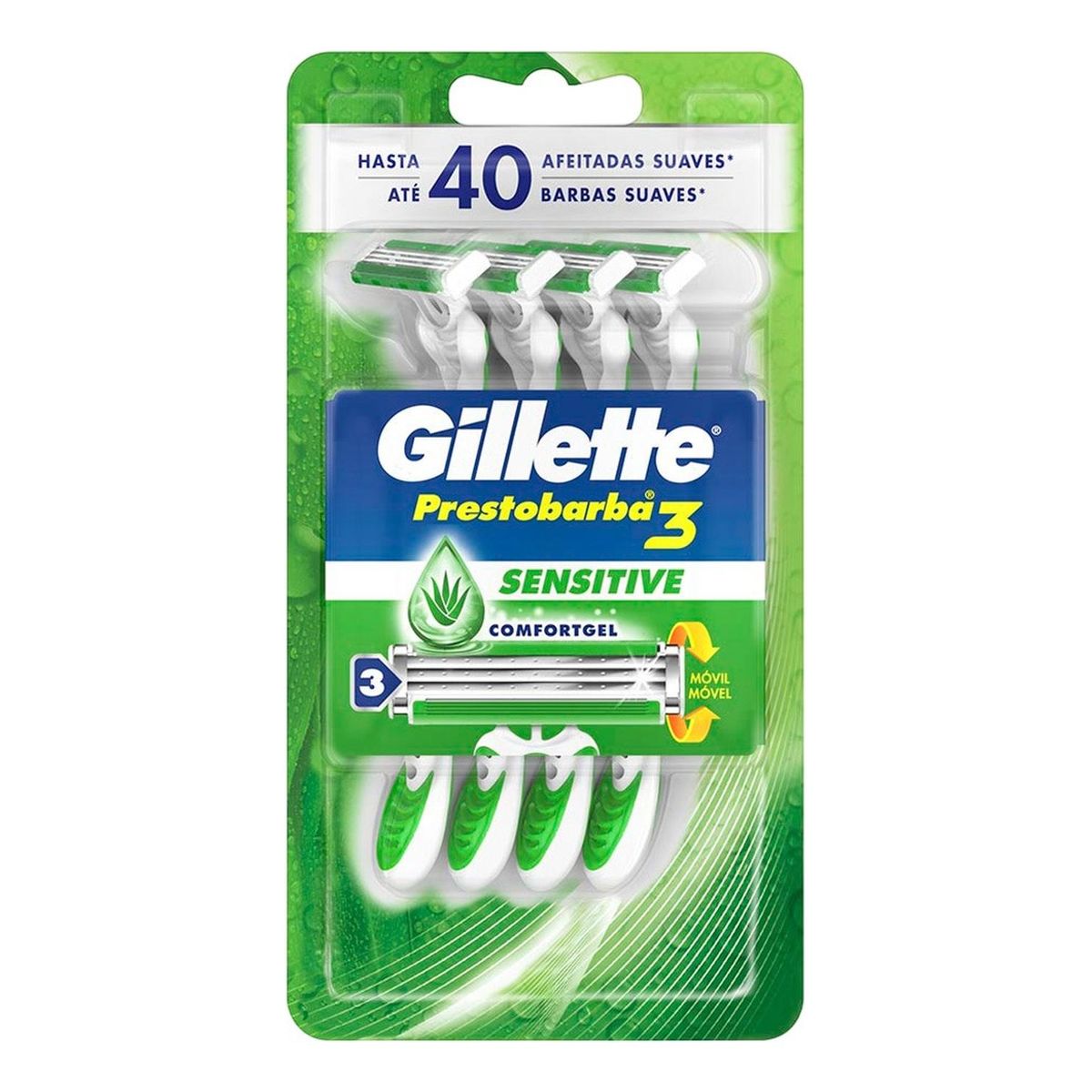 GILLETTE - Gillette Prestobarba3 Sensitive Máquinas Desechable4unidades