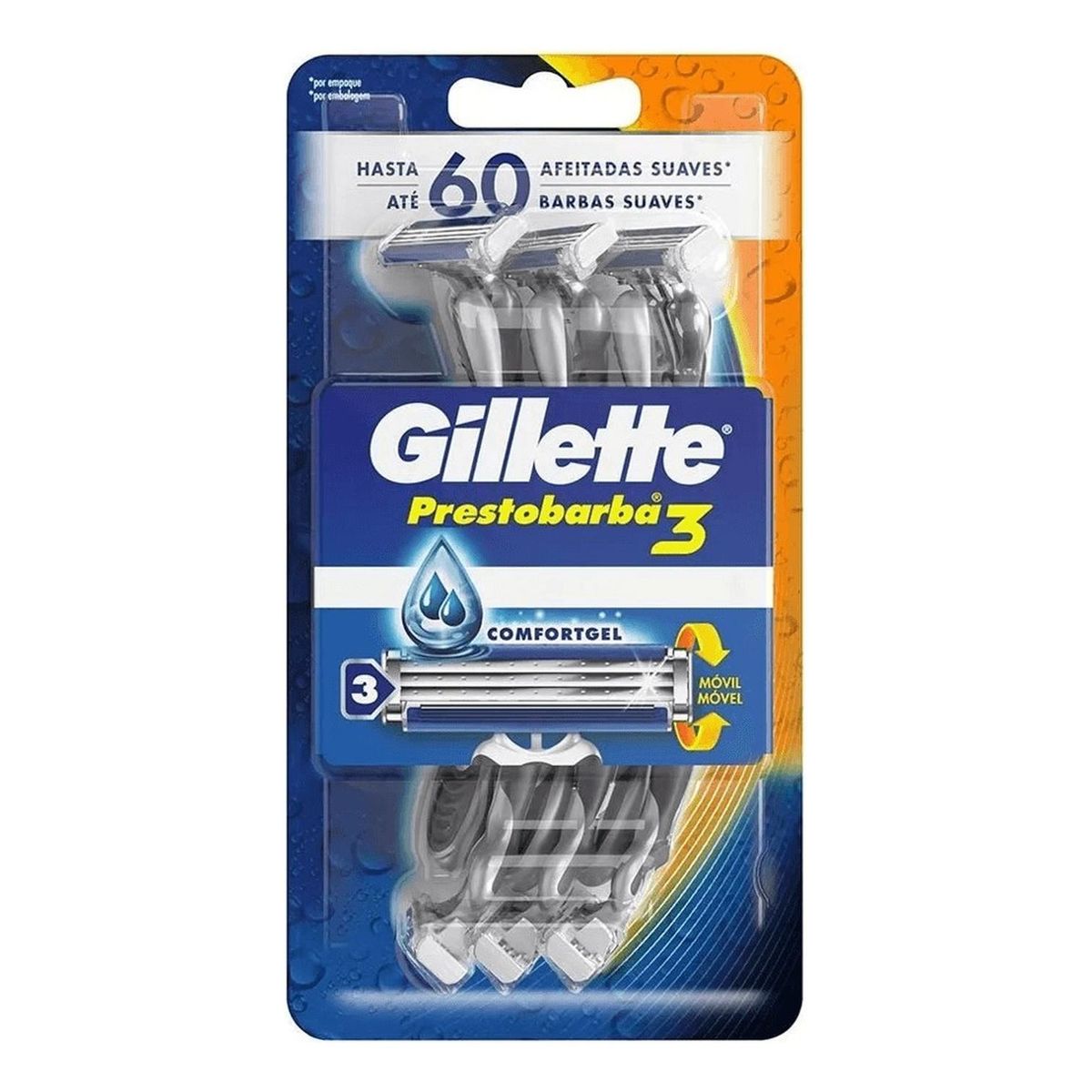 GILLETTE - Gillette prestobarba3 máquinas desechables gel 6 unidades