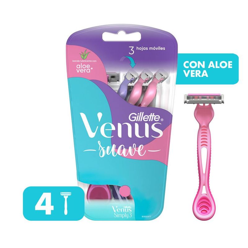 GILLETTE - Gillette venus máquina para afeitar simply3 4 unidades