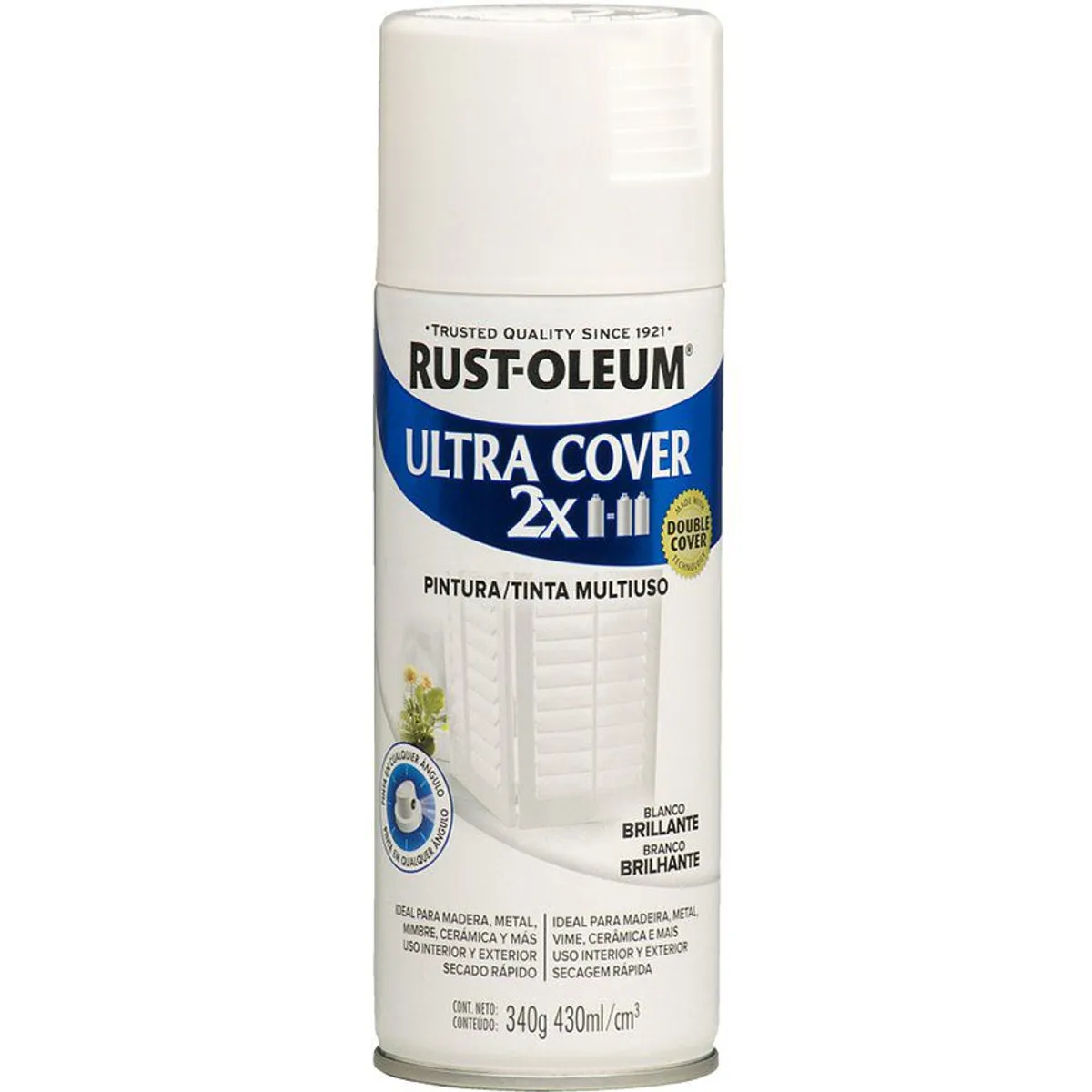 RUST OLEUM - Aerosol multiusos ultra cover 2x blanco brillante 340g