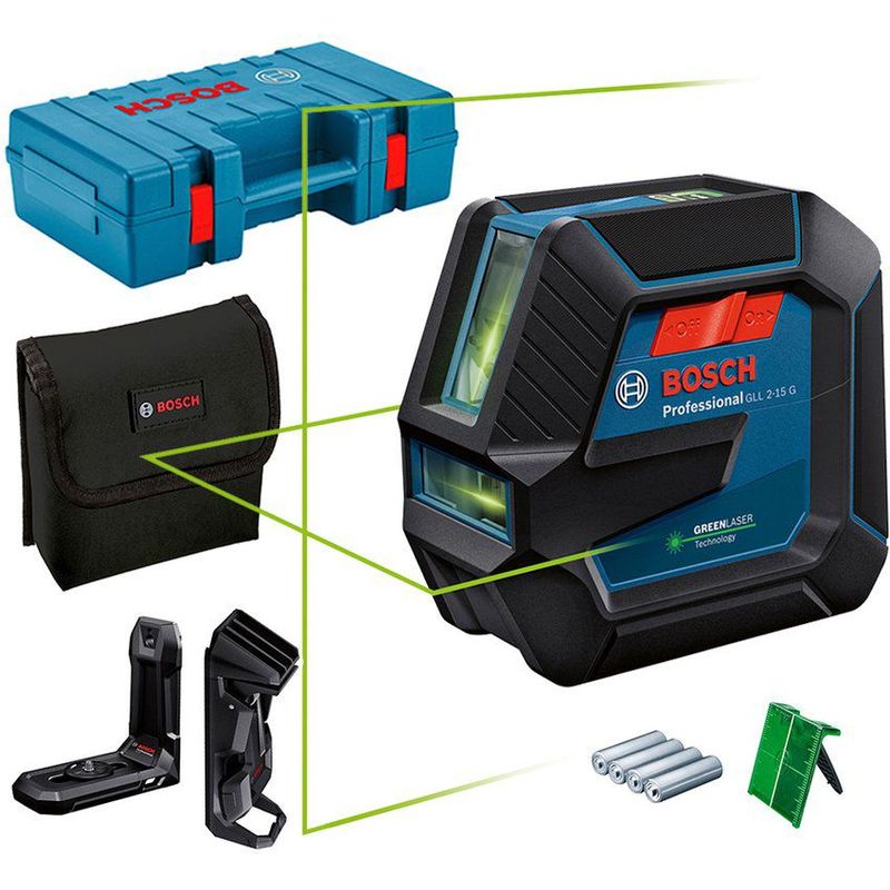 BOSCH - Nivel láser de líneas verdes bosch gll 2-15 g 15 metros