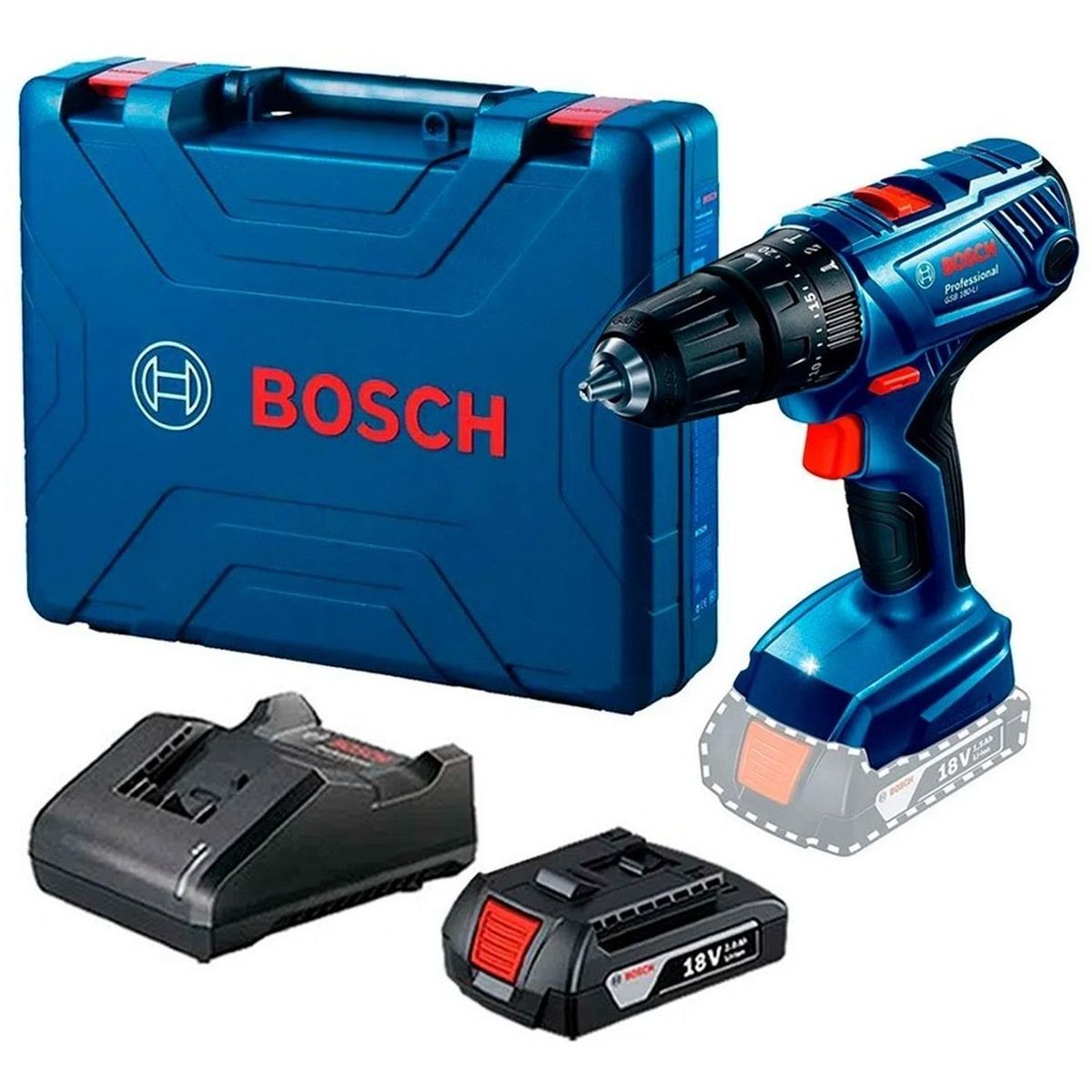 BOSCH - Taladro percutor 18v bosch gsb 180-li + batería + maletín