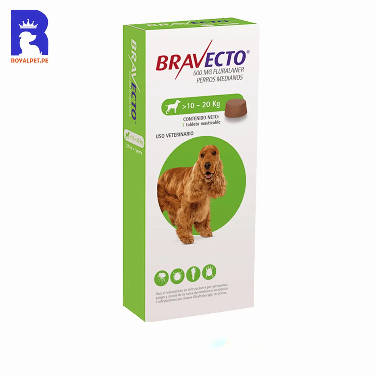 BRAVECTO - Antipulgas Bravecto Perros Medianos 10-20 Kg Masticable