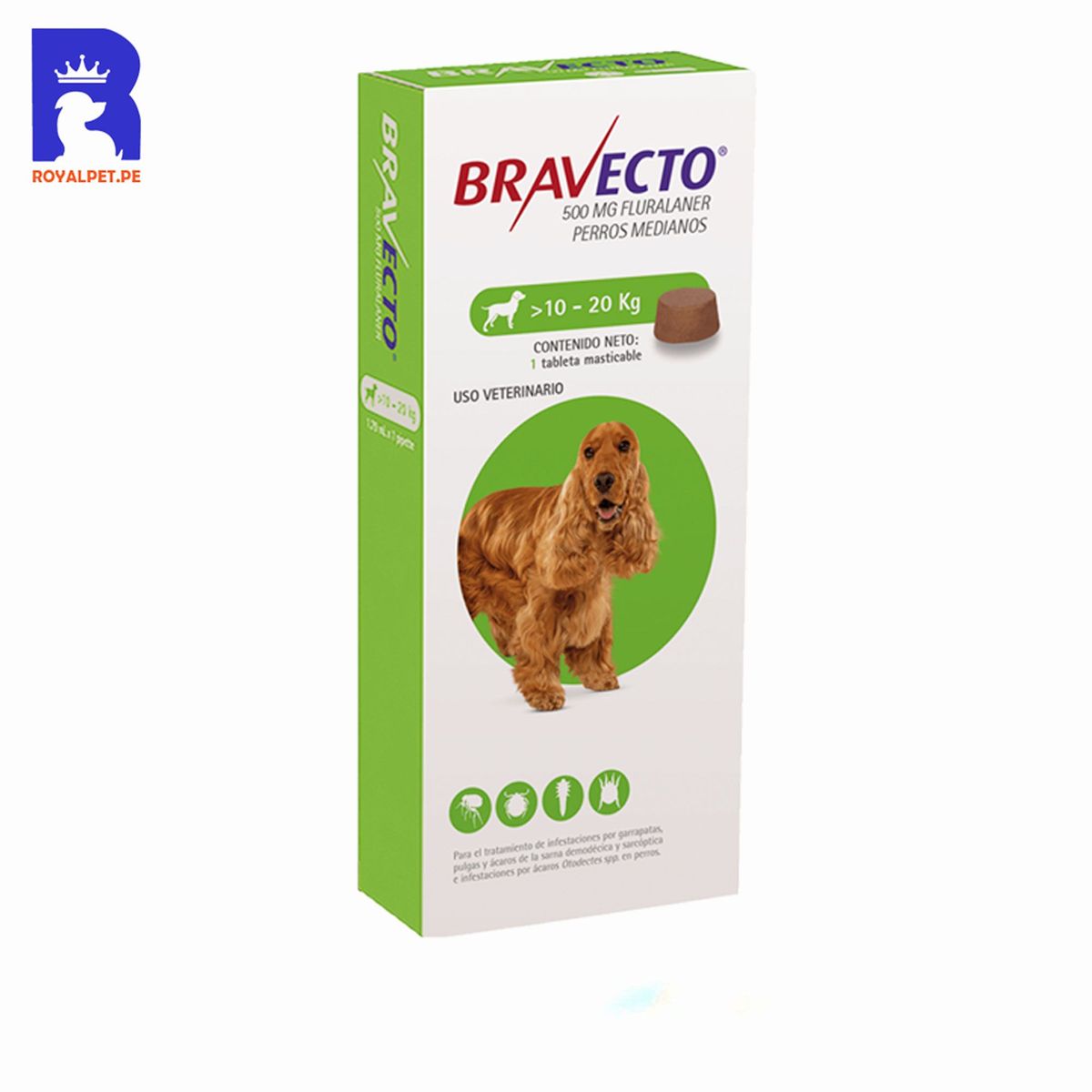 BRAVECTO - Antipulgas Bravecto Perros Medianos 10-20 Kg Masticable