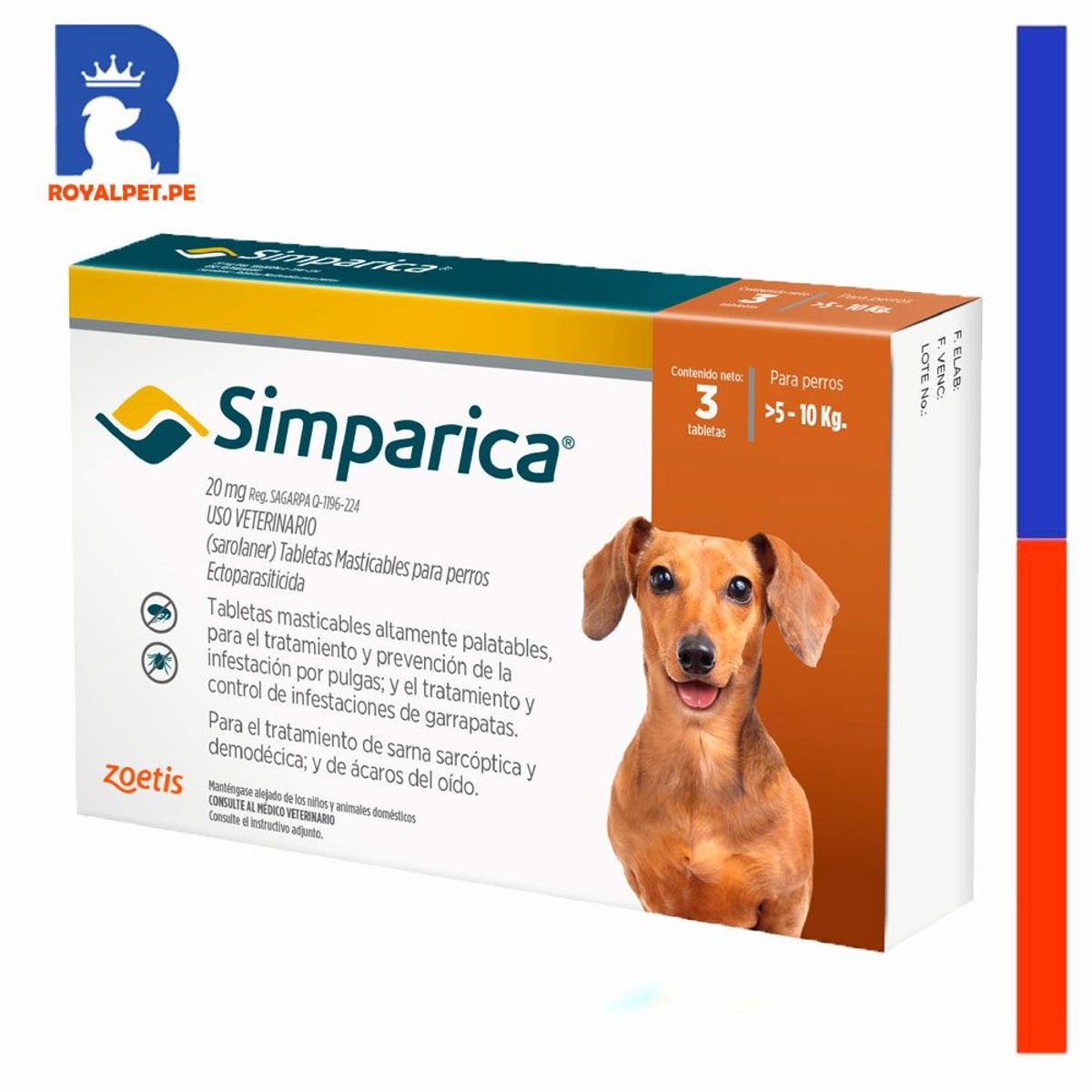 SIMPARICA - Antipulgas Para perro simparica 5 a 10 kg caja 3un
