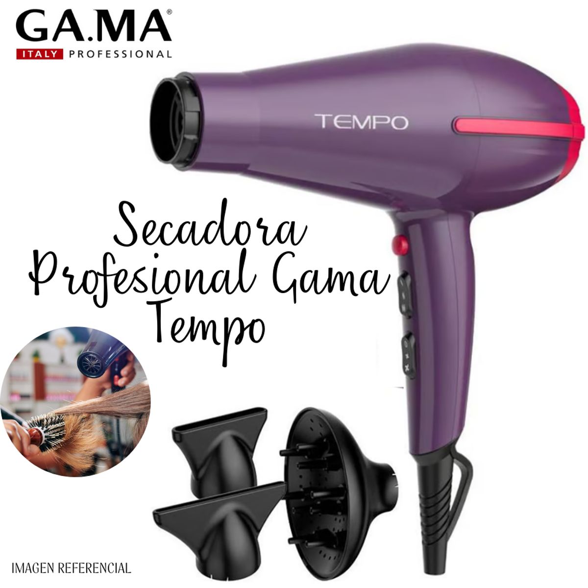 GAMA - Secadora Profesional Gama Tempo Ceramic 2200 watts - MORADO