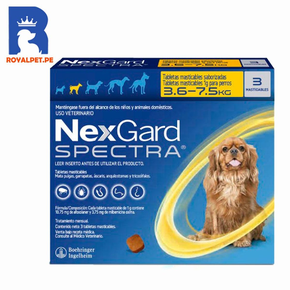 NEXGARD - Antipulgas Nexgard Spectra 3 .6-7. 5 Kg x3 Tabletas