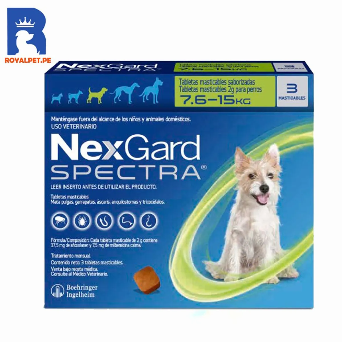 NEXGARD - Antipulgas Para Perros Nexgard Spectra 7 .6-15 KgX3 Tabletas