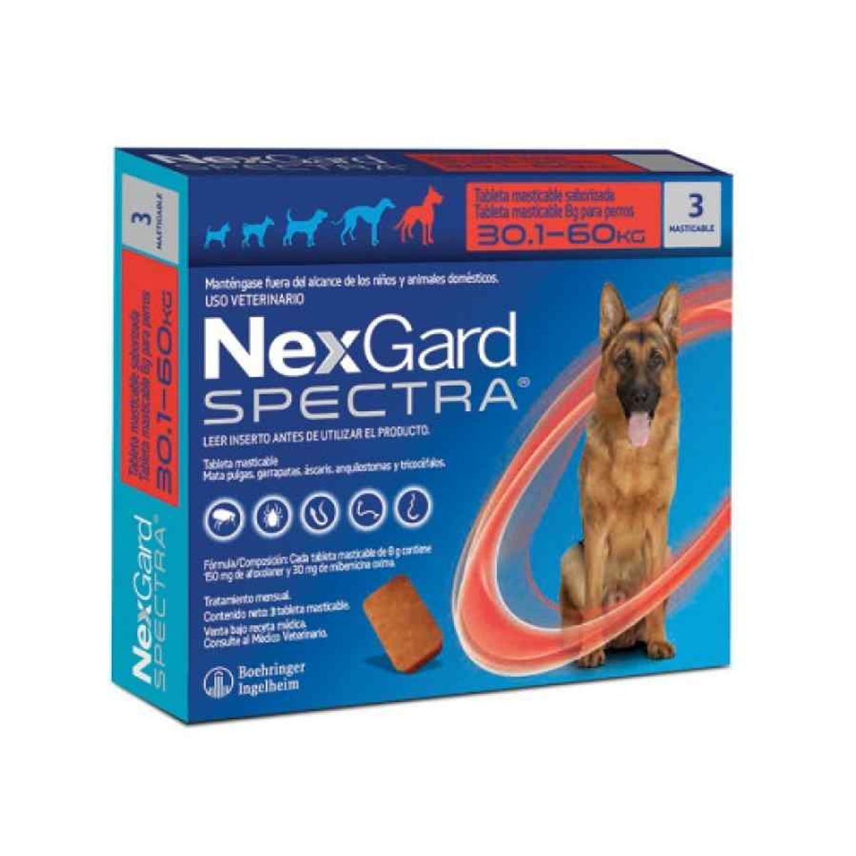 NEXGARD - Antipulgas Nexgard Spectra Perros Gigantes 30-60Kg X3 Tabletas