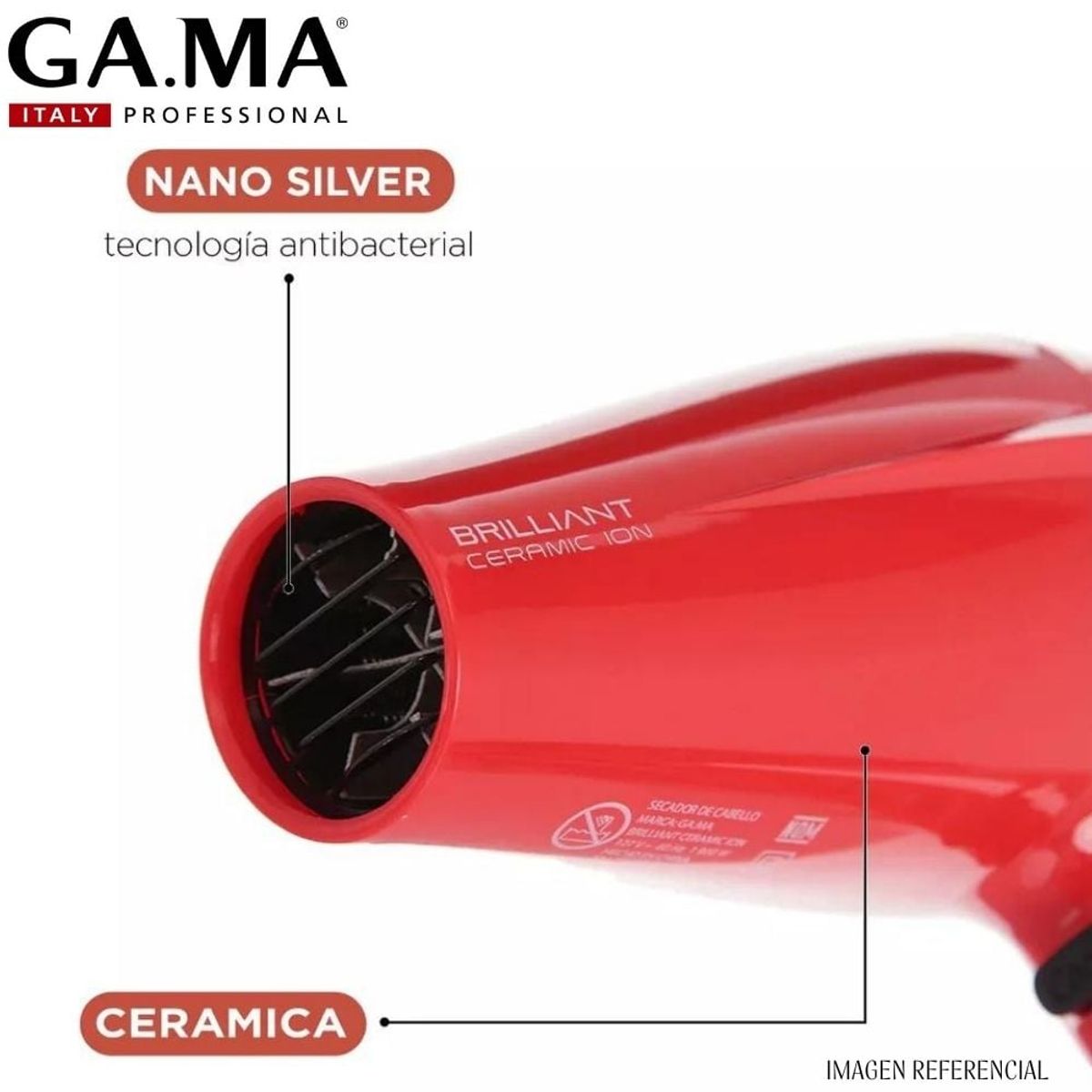 Gama - Secadora de Cabello Gama Brillant Ceramic Ion 2200 watts.