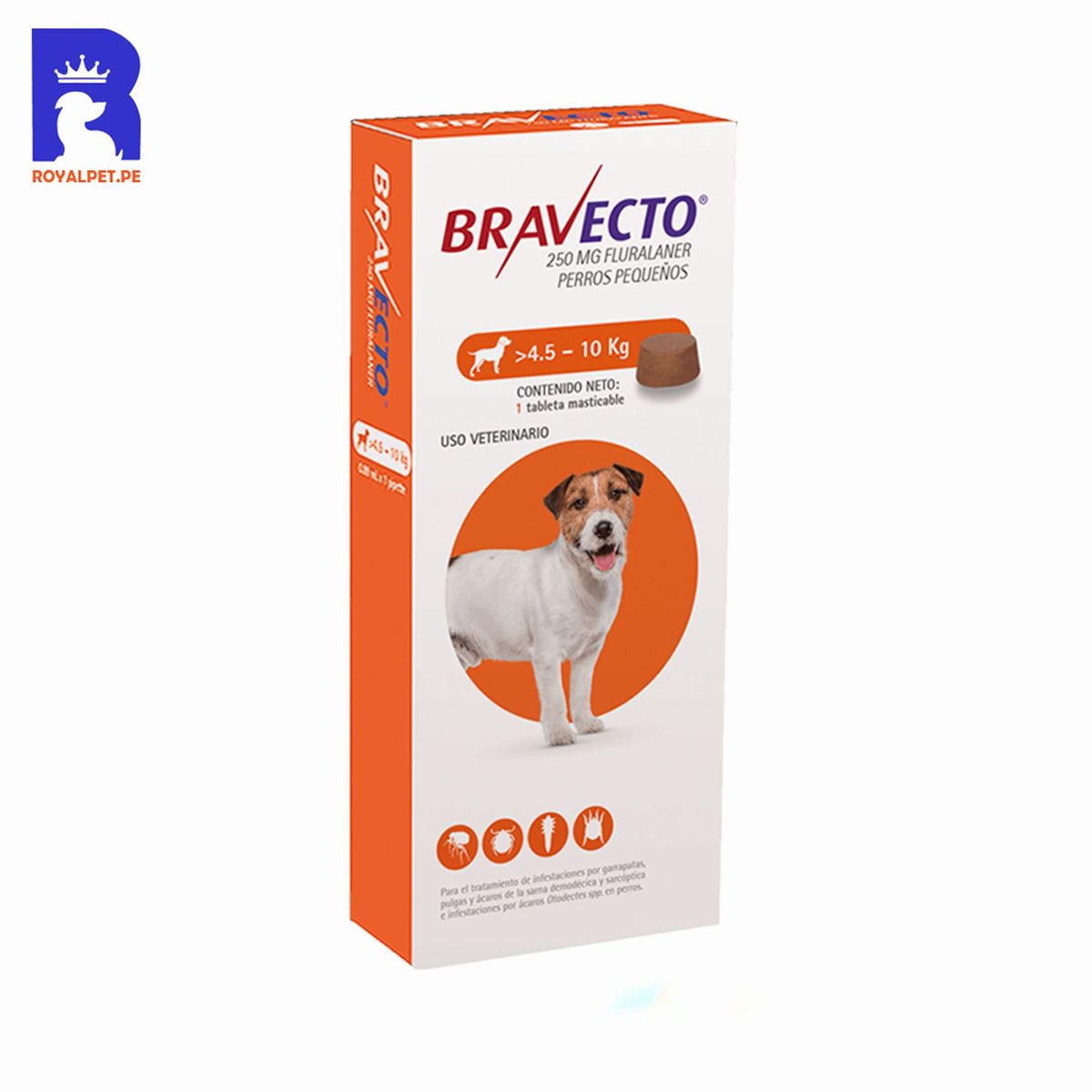 BRAVECTO - Antipulgas Bravecto 250Mg Perros 4.5-10Kg Masticable