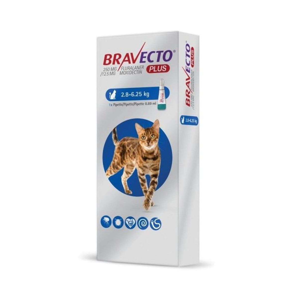 BRAVECTO - Bravecto Antipulgas Plus Gatos 250 MG 2.8 - 6.25 Kg