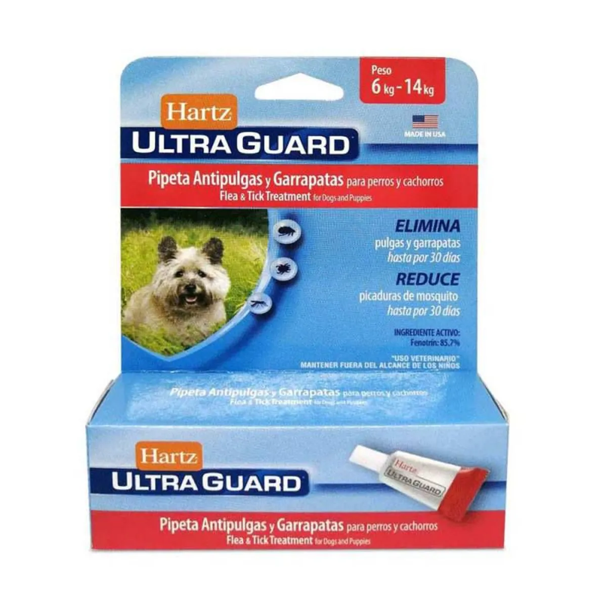 HARTZ - Ultra Pipeta Antipulgas y Garrapatas para Perros 6 - 14 Kg