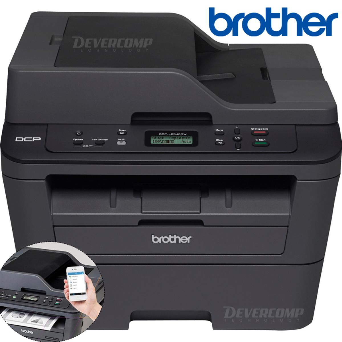 BROTHER - Impresora Brother DCP-L2540DW Multifunción Laser monocromática Wifi