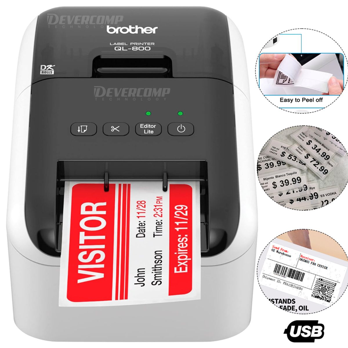 BROTHER - Impresora de etiquetas Brother QL-800 Profesional USB