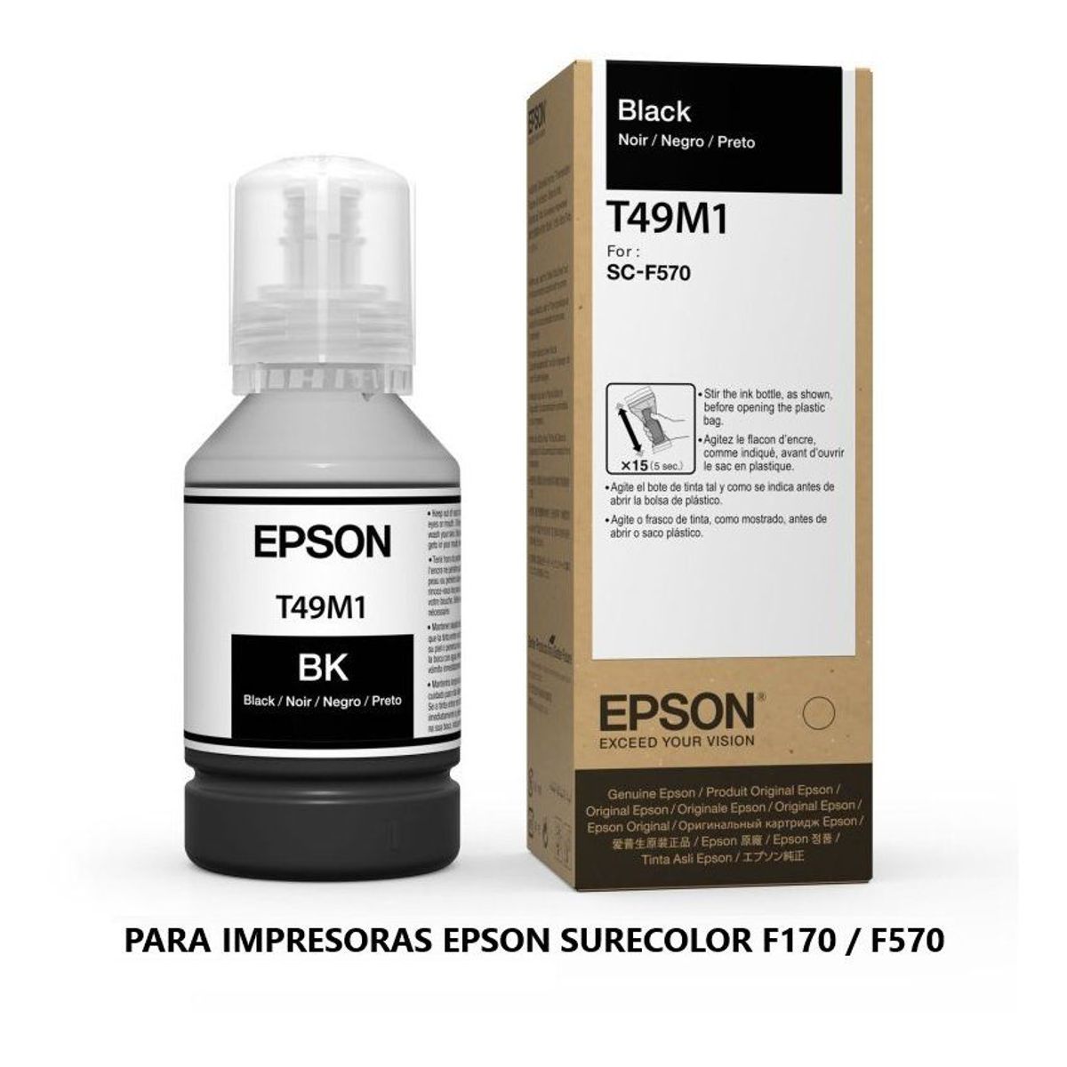 EPSON - Tinta de Sublimación Epson T49M1 Color Negro Para F170 F570