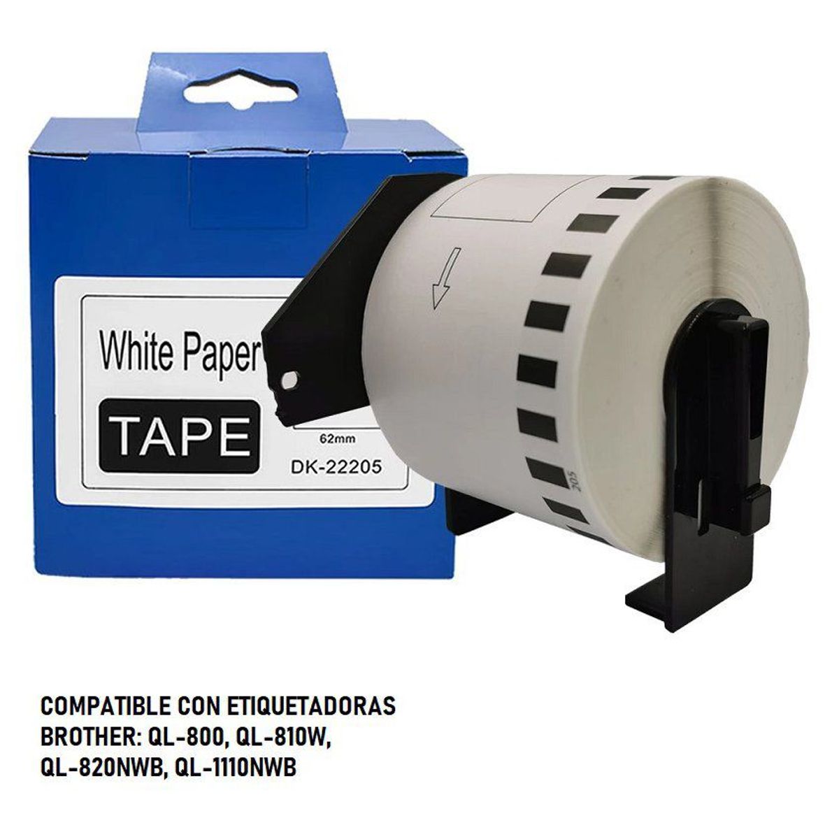 GENERICO - Cinta Compatible DK-22205 (62mm x 30.4 mts) para etiquetadora Brother