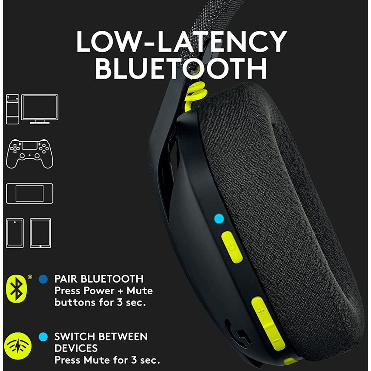 LOGITECH - Audifono Gamer Logitech G435 LightSpeed Bluetooth Black