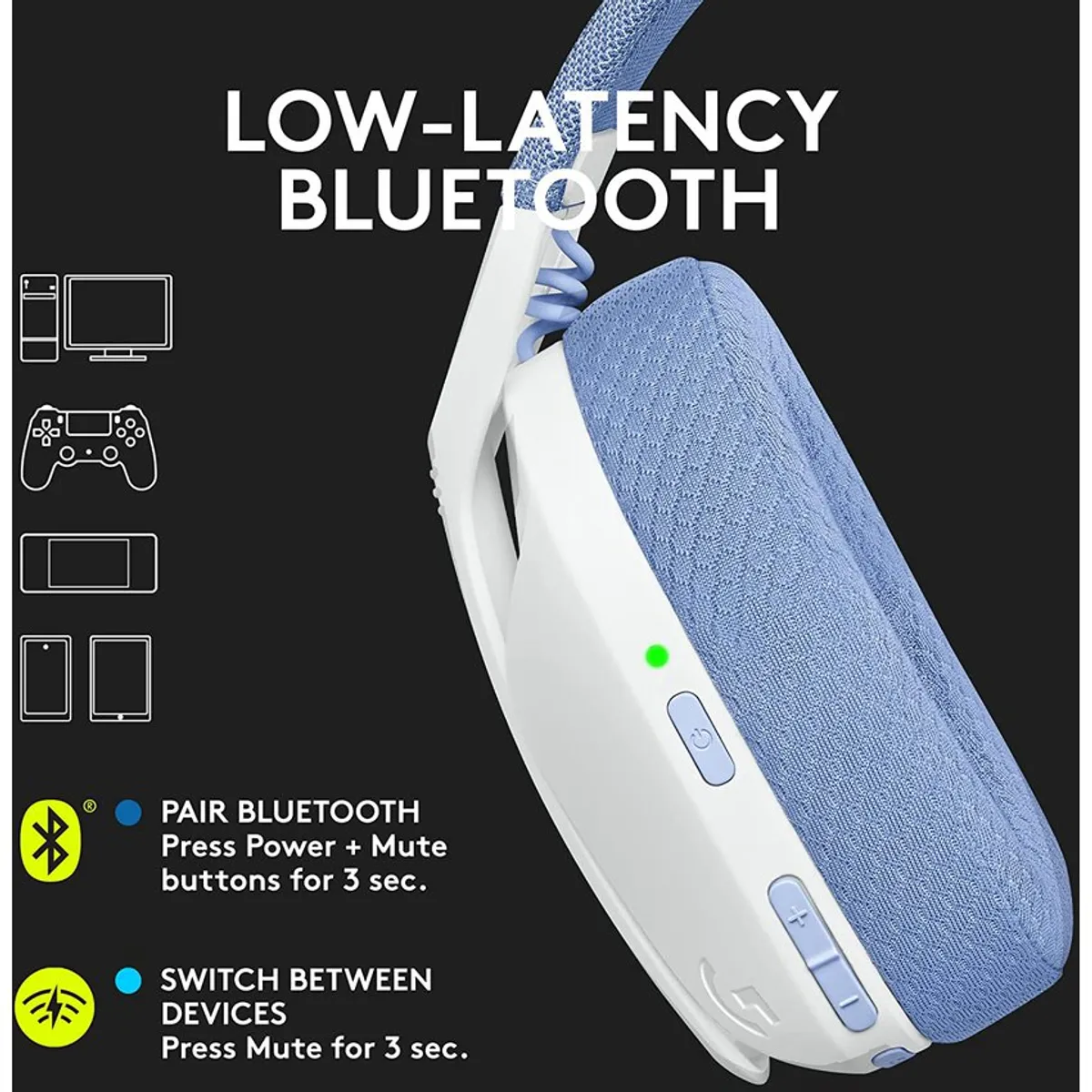 LOGITECH - Audifono Gamer Logitech G435 Lightspeed Bluetooth White