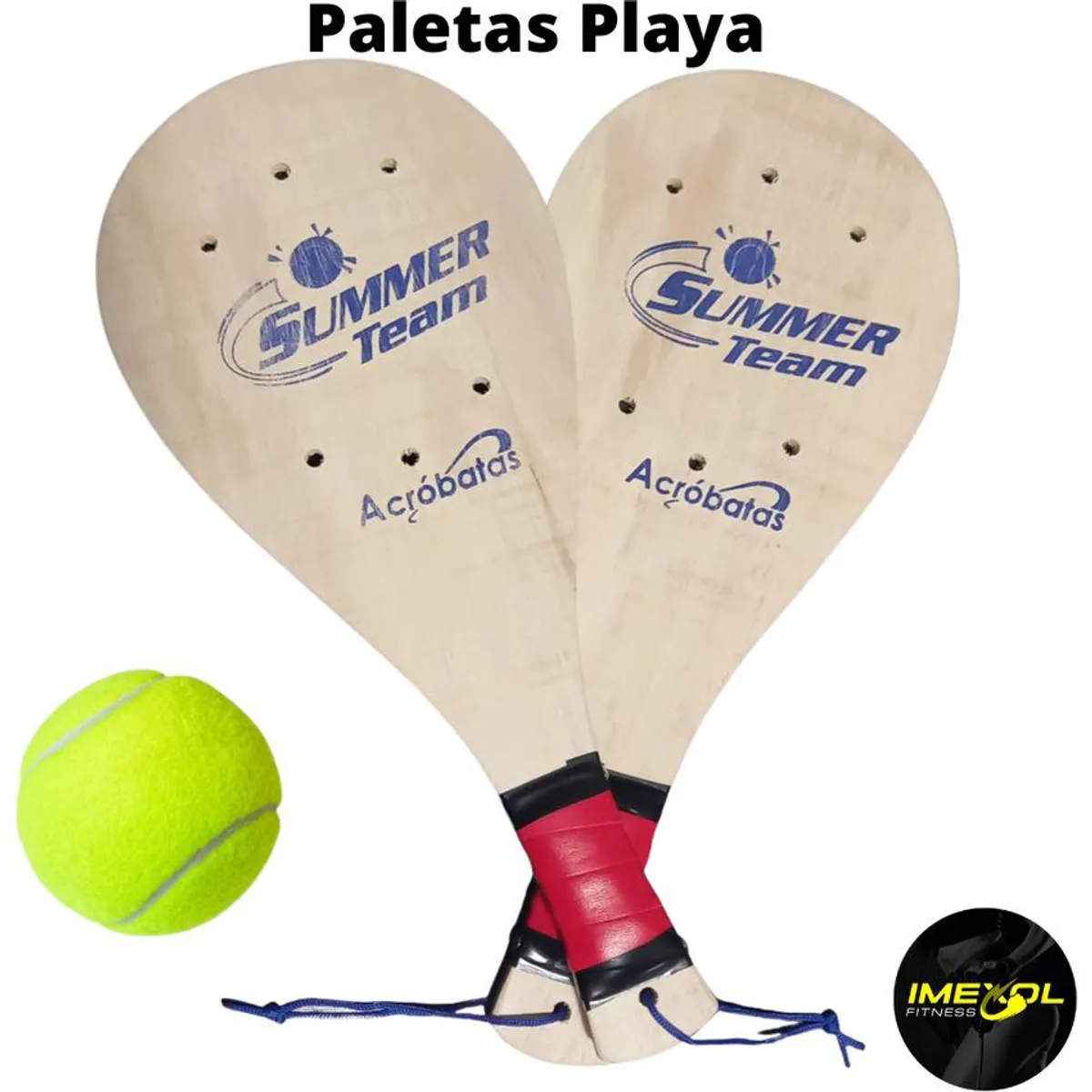 GENERICO - Raquetas paletas fronton playa madera con pelota y malla