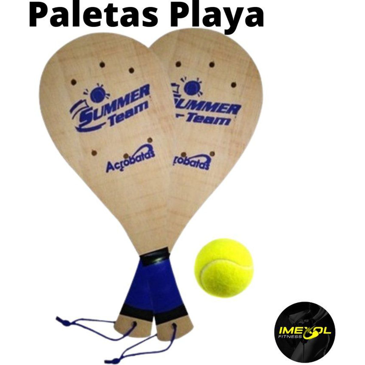 GENERICO - Raquetas paletas fronton playa madera con pelota y malla