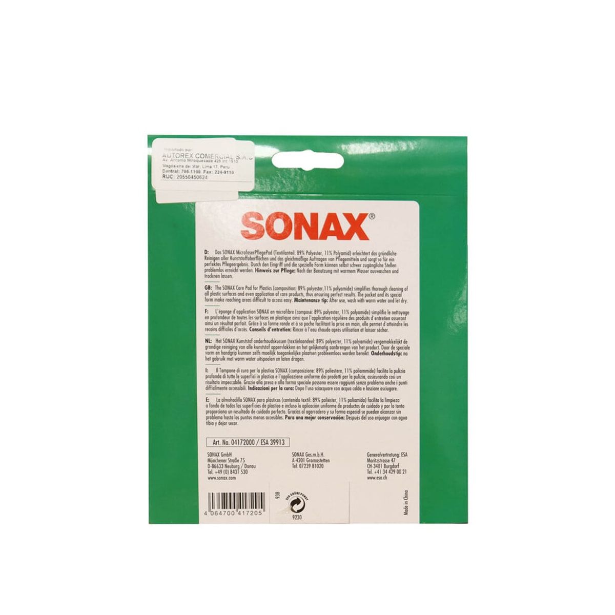 SONAX - ESPONJA APLICADORA PARA INTERIORES SONAX