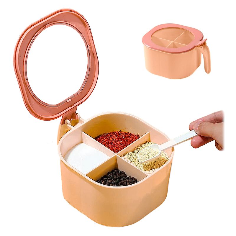 SASHIJA - Caja Contenedor de Condimentos con 4 Compartimentos Cucharas Crema