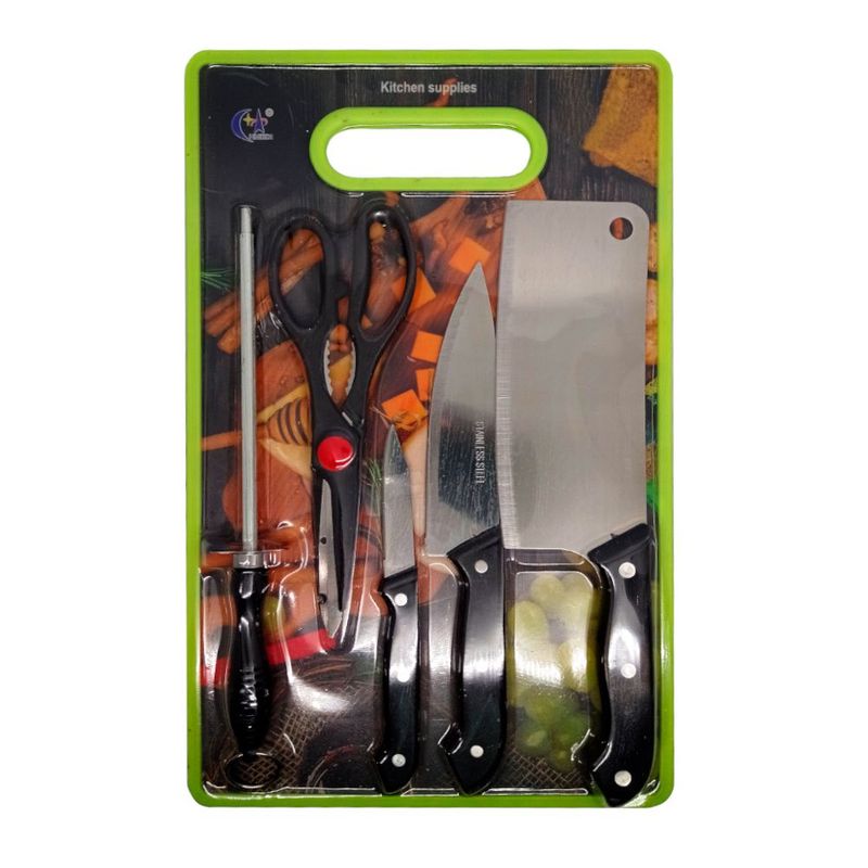 GENERICO - Set de Cuchillos para Cocina  Tabla de Picar Verde