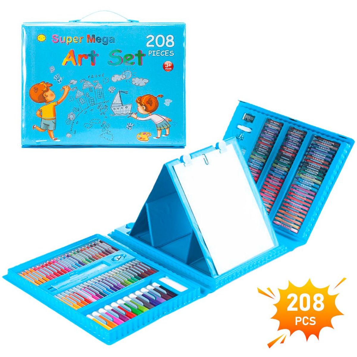 SASHIJA - Mega Set de Arte y Dibujo para Niños de 208 Piezas Celeste