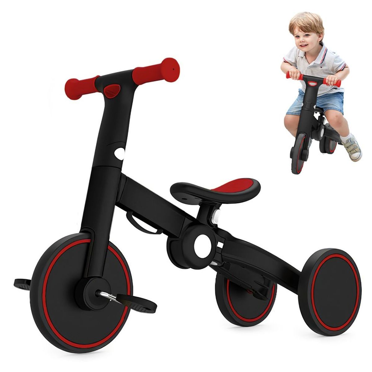 KELLER - Bicicleta Triciclo 3en1 plegable Niños T801 Trimily Rojo
