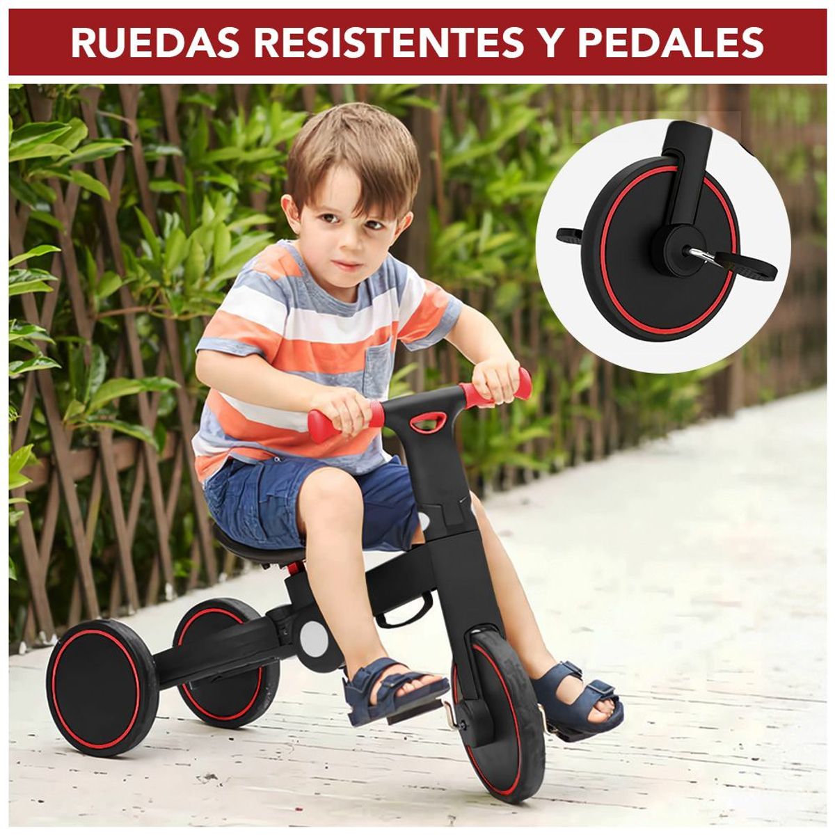 KELLER - Bicicleta Triciclo 3en1 plegable Niños T801 Trimily Rojo