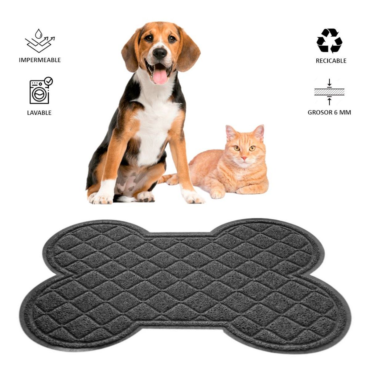 GENERICO - Alfombra Impermeable Perro Gato Mascotas Hueso Grande PL