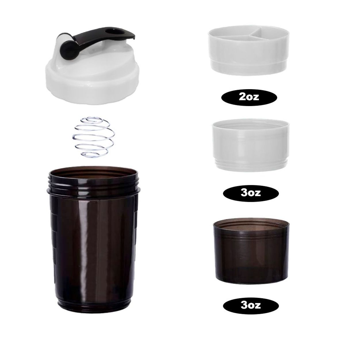 SASHIJA - Tomatodo Shaker 500ml 3 Cuerpos Blanco/Negro