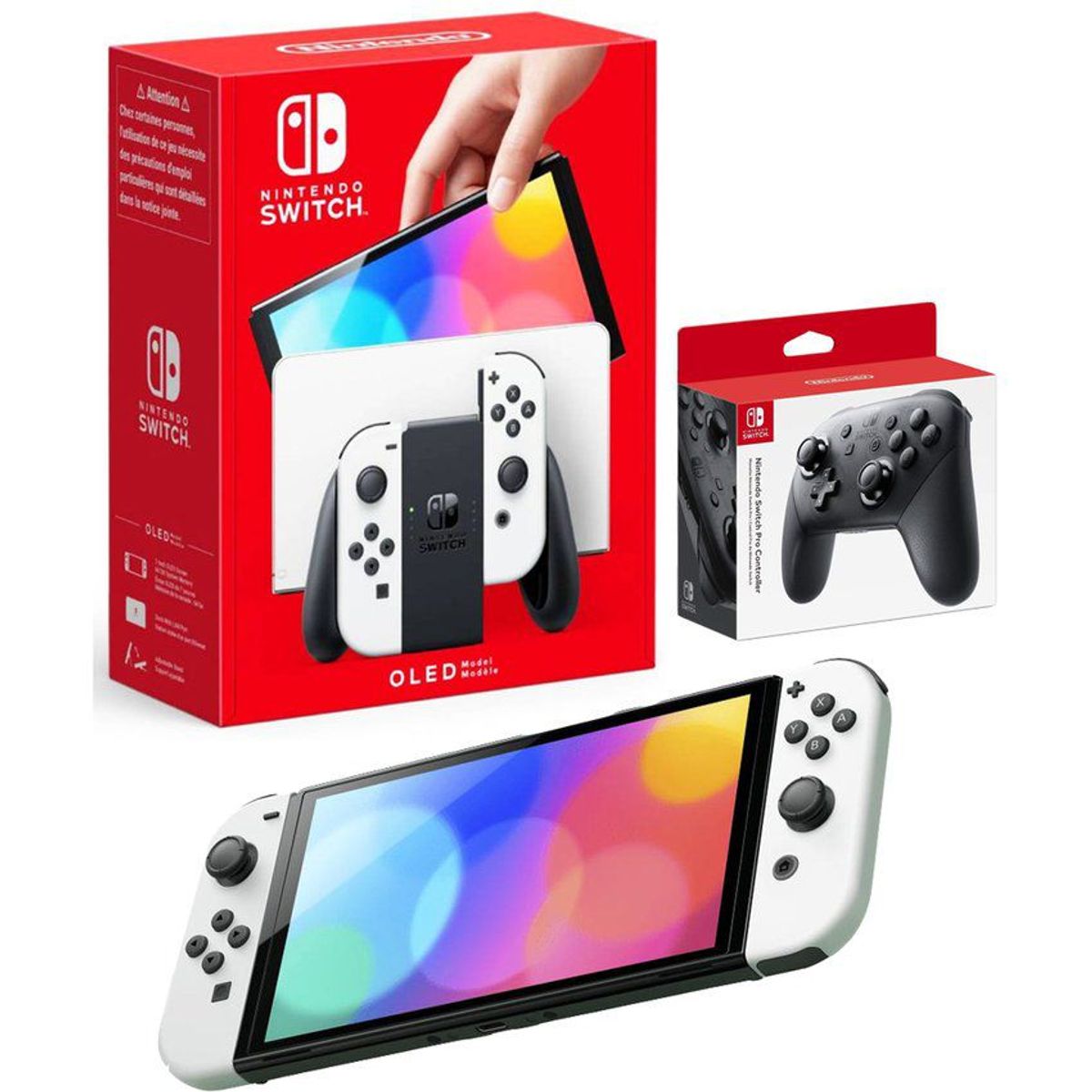 NINTENDO - Consola Nintendo Switch Oled Blanco  Mando Pro Controller.
